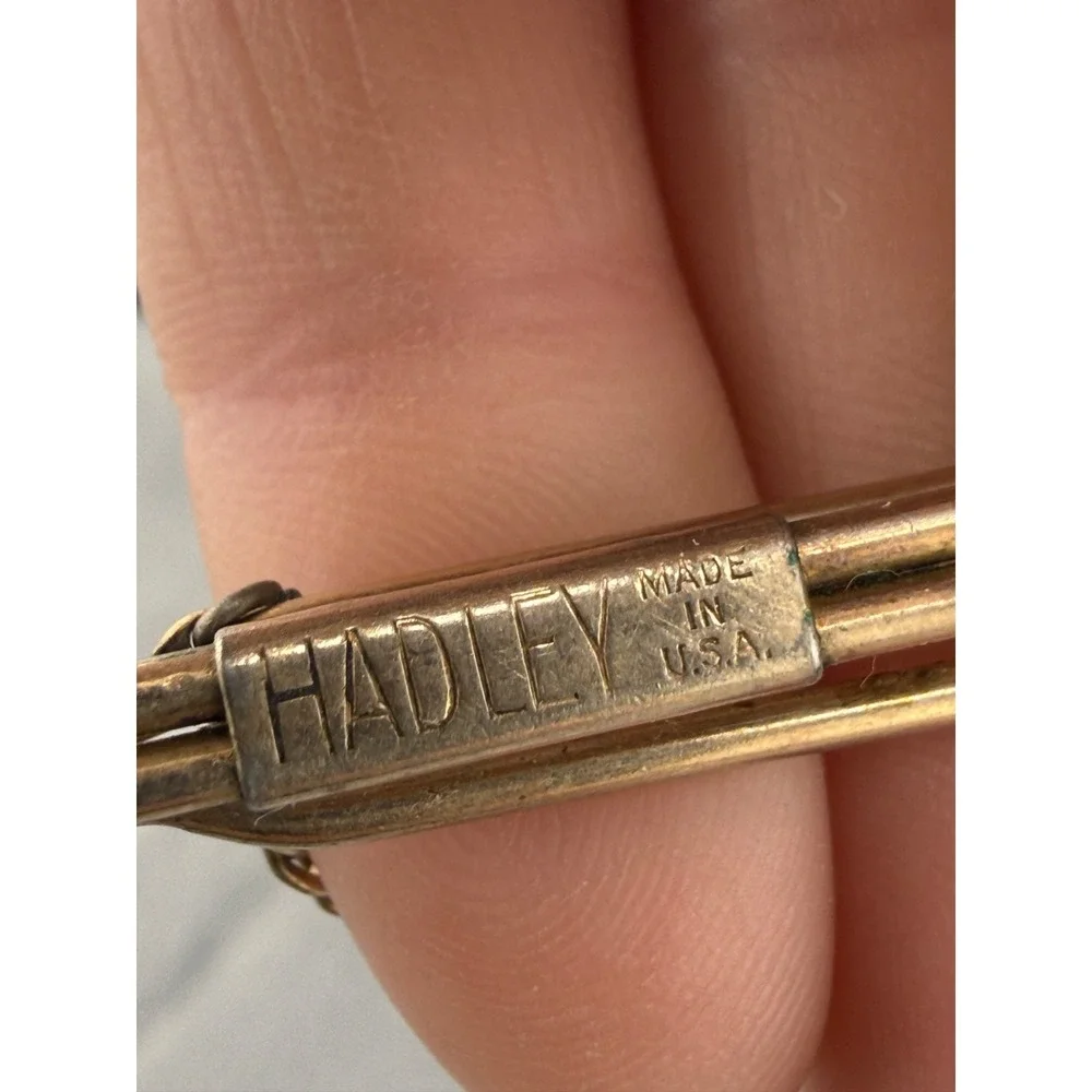 Vintage Hadley Tie Clip Blue Gold Tone‎